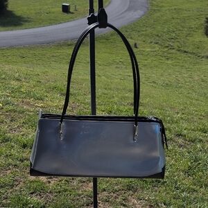 Beijo Vintage  London Grey And Black Black Patent Shoulder Bag